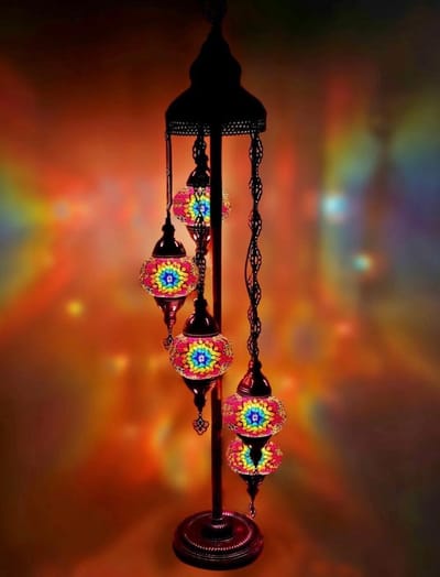 Vloerlamp - Turkse handgemaakte mozaïek lamp - multicolour - staande Oosterse lamp