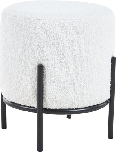Poef Mia Wit - Bouclé - Breedte 35 cm - Diepte 35 cm - Hoogte 38 cm