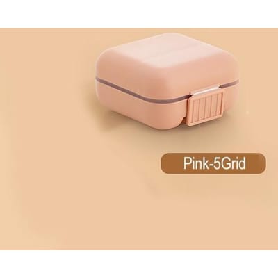 1PCS 5/8Grids Draagbare Veiligheid Pillendoos Tablet Splitters Medicijn Dispenser Verzegelde Container Pillendozen Pillendoos Container 6*6.6*3.4cm roze