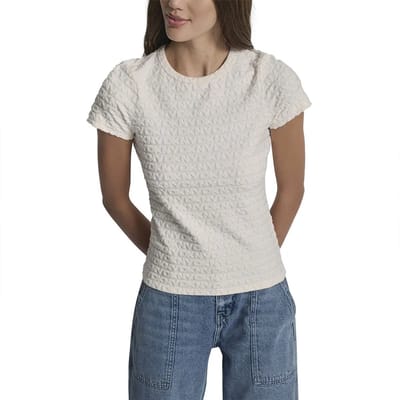 Dkny Logo Jacquard T-shirt Grijs L Vrouw