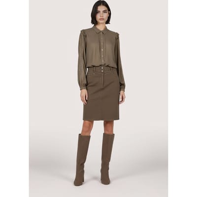 EsQualo Blouse Embroidery Army Green Maat: 36 | Blouses Outlet | Dames | Bruin