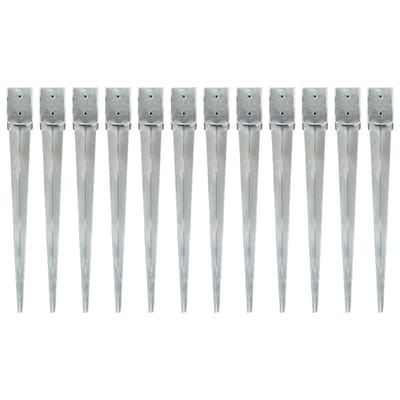 vidaXL - Grondpinnen - 12 - st - 10x10x91 - cm - gegalvaniseerd - staal - zilverkleurig