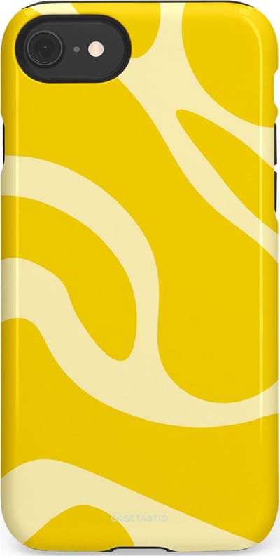 Casetastic Hoesje Geschikt voor Apple iPhone 7/8/SE - Stijlvolle Beschermende Duo-layer Case - Citroen Gele Zonnestraal