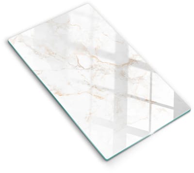 Wallfluent Spatscherm Keuken - Wit Spatwand Keuken - 30x52 cm - Elegante Stenen Marmer Spatscherm Glas - Abstractie Rechthoekig Spatscherm Keuken