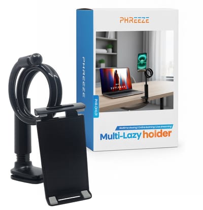 Tablet Standaard - Verstelbaar - 360 Graden Draaibaar - Voor Bureau en Bed - Klem - Geschikt voor iPad - Universeel - Zwart