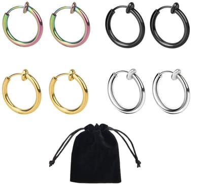 Dailygoods- Neusring 14 mm - Valse Neuspiercing - 4 Paar - Koper - Antiallergisch - Geschikt voor Punk/Gothic Kleding