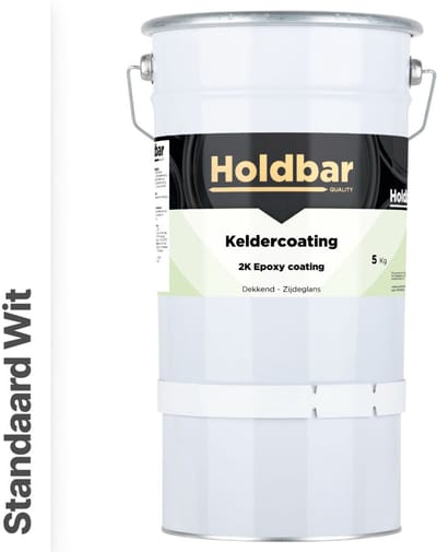 Holdbar Keldercoating Standaard Wit 5 kg - Kelder waterdicht maken - Alle Kleuren - Kelder Epoxy - Krasvast - Eenvoudig reinigbaar - Vochtregulerend - 2 Componenten