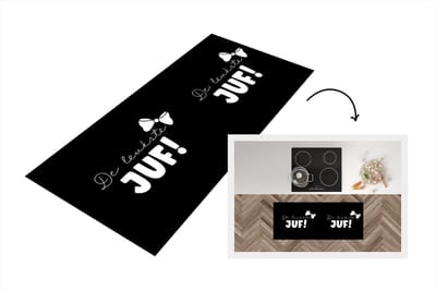 Keukenloper - Loper keuken - Quotes - Spreuken - De leukste juf! - Juf - 120x50 cm - Keukenloper vinyl