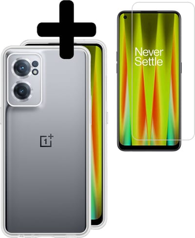 Hoesje - Met Screenprotector - Geschikt voor OnePlus Nord CE 2 - Sterk & Shockproof - Back Cover - Siliconen Case - Telefoon Hoes - Telefoonhoesjes - Transparant