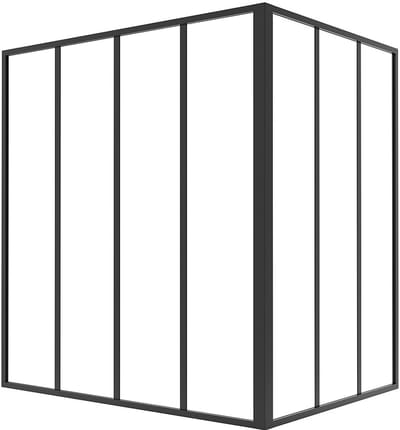 Vente-unique Hoekraam werkplaats van gepoedercoat aluminium - L120 x B90 x H130 cm (B x H) -Zwart - BAYVIEW