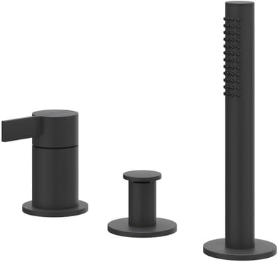 IVY Pact Badrandcombinatie 3-Gats Mengkraan met Uittrekbare Handdouche zonder Uitloop - Mat Zwart