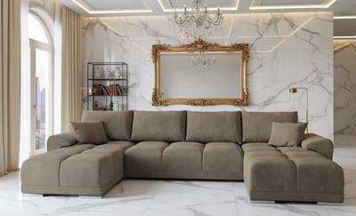 U-vormige Hoekbank met Slaapfunctie en - 365x189 cm - Novihome
