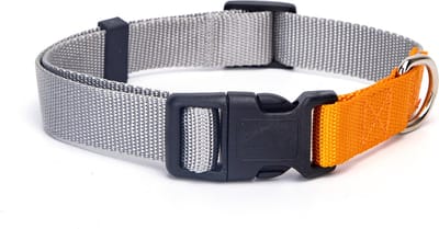Nobleza Hondenhalsband Maat S - Verstelbaar 20-30 cm - Klikhalsband Hond - Puppy Halsband - Polyester - Grijs/Oranje