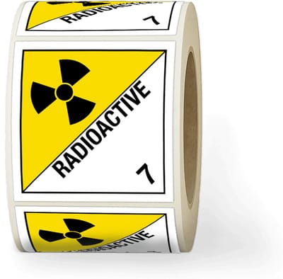 Simbol® - Gevaarsetiketten Klasse 7.0 Radioactive - Radioactieve stoffen - Per rol á 210 stuks 10 x 10 cm - Formaat