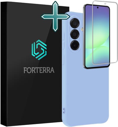 Hoesje Met Screenprotector - Geschikt voor Samsung Galaxy A56 - Sterk & Shockproof - Telefoon Hoes - Back Cover - Siliconen Case - Lichtblauw
