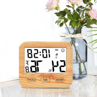 Digitale Hygrometer - Luchtvochtigheidsmeter Thermometer - Binnenklimaat Monitoren - Emotie Indicator - 168 x 16 x 3 cm - Houtkleur