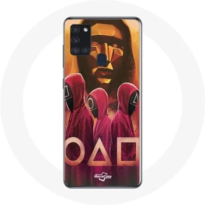 Samsung Galaxy A21S hoesje Inktvis Game Maskers Vierkante driehoek en cirkeltekening