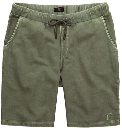 JP 1880 - Heren - Sweat bermuda elastische tailleband vintage look - Flessengroen - Maat L