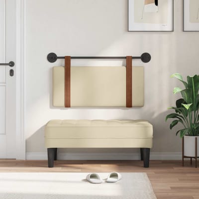 vidaXL - Hangend - hoofdbord - Crème - Antiek - PU
