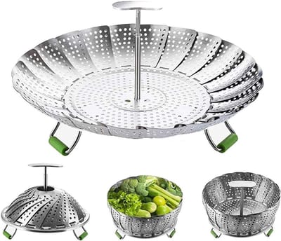 Opvouwbare Stoommand RVS voor Potten 18-28 cm - Universele Stoominzet voor Groenten en Vis