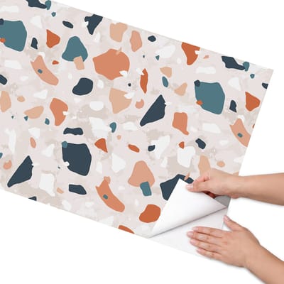 Coloray Meubel Wrap Folie - Oranje Meubelfolie - 65x130 cm - Decoratiefolie Zelfklevend Kleurrijk patroon - Meubelfolie Zelfklevend - Modern Meubelfolie - Wrapfolie Keuken - Wanddecoratie - Achtergronden en patronen