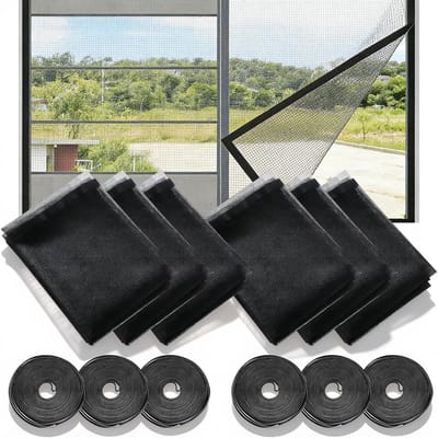 Verstelbaar Insectenhor voor Raam, Set van 6, 130 x 150 cm, Zelfklevend, Muggennet, Eenvoudige Montage, Raamdecoratie en Bescherming