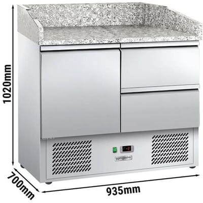 GGM Gastro Pizzakühltisch ECO - 935x700mm - mit 1 Tür & 2 Schubladen Zilver
