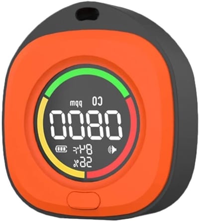 Luchtkwaliteitsmeter, Koolmonoxidedetector CO Luchtkwaliteitsmonitor LED-scherm for binnen en op reis(Orange)