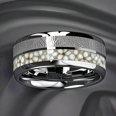 Bagues Fashion Ciel étoilé Bleu Foncé & Incrustation Météorite 8mm Couleur Cuivre Acier Inoxydable pour Hommes Femmes Bijoux de Mariage 13