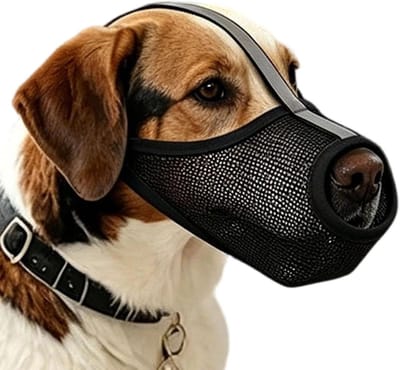 Honden Muilkorf - Hondenmasker Anti-blaf - Veilig Wandelen - Open om te Snuffelen - Middelgrote Maat - Zwart