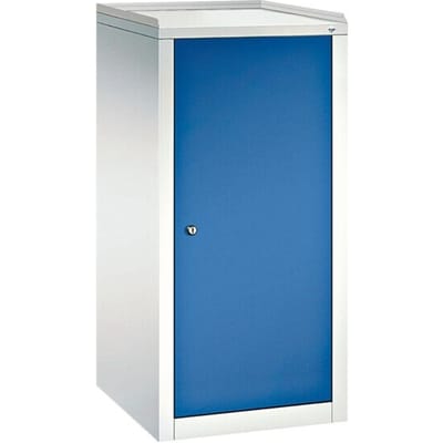 Gereedschapskast, met vleugeldeur, metalen, B 500 x D 500 x H 1000 mm, lichtgrijs RAL 7035/gentiaanblauw RAL 5010
