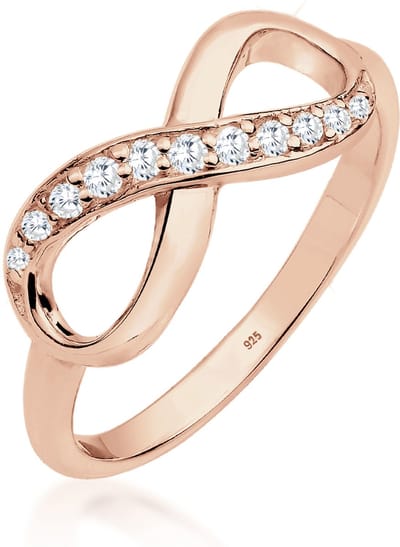 Elli - Ring - Dames Infinity Symbool Oneindigheid Trend met Zirkonia Kristallen in 925 Sterling Zilver - Dames