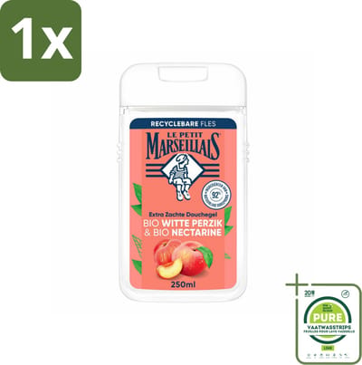 1 x Le Petit Marseillais – Douchegel – Bio Perzik & Nectarine – Verfrissend – 250 ml - Douchegel Bio Perzik En Nectarine - Frisse Douchegel - Bio Douchegel - Fruitige Douchegel - Perzik En Nectarine Douchegel