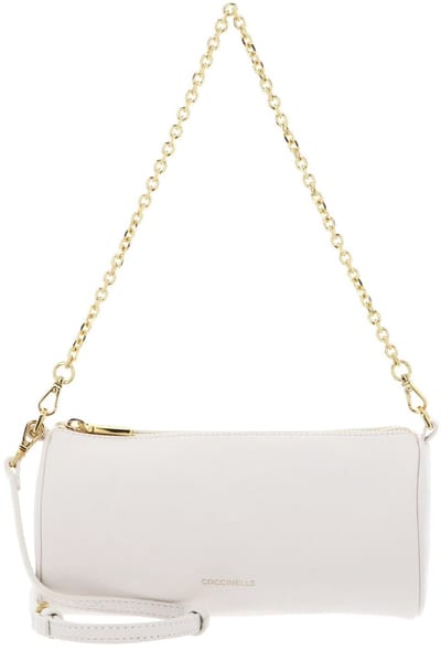 COCCINELLE Leren Schoudertas Avondtas Aura Mini Bag Blanco Crème