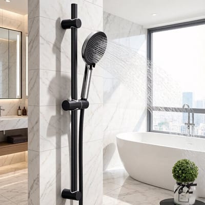 Auralum Max Doucheset met Handdouche - 70 cm Glijstang - 4 standen - Complete Glijstangset - Waterbesparend - Zwart