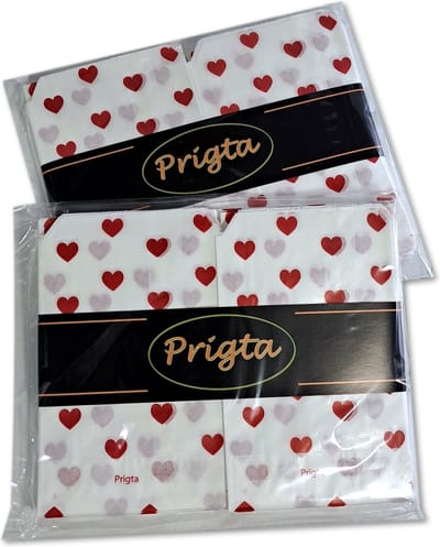 Prigta - Papieren zakjes - 200 stuks - 10x16 cm - wit met rode hartjes - 40 gr/m2 / cadeauzakjes