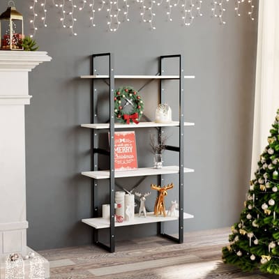 vidaXL - Boekenkast - met - 4 - schappen - 80x30x140 - cm - massief - grenenhout - wit