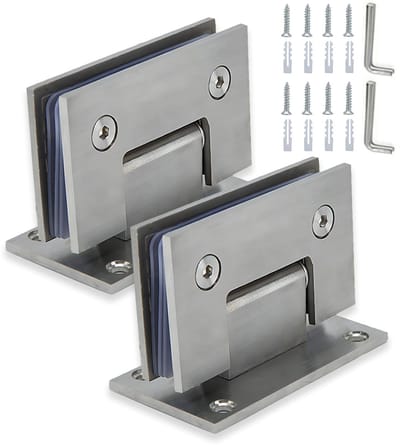 Dailygoods - 2 stuks glazen douchedeurscharnieren, stalen badkamerdeurklem, zware deurscharnier, 90 douchescharnieren, 8 tot 12 mm doucheglazen deurklem