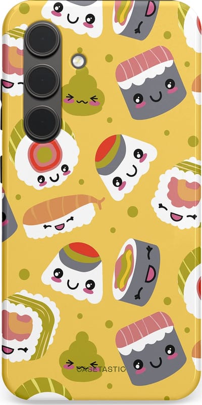 Casetastic Hoesje Geschikt voor Samsung S24 - Stijlvolle Beschermende Duo-layer Case - Sushi vriendjes