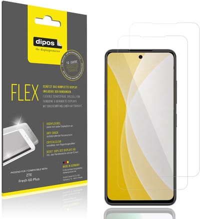 dipos – 2x Beschermfolie geschikt voor ZTE Fresh 60 Plus | 3D Full Cover Screenprotector | 100% Passend