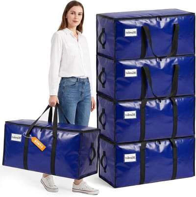 Verhuisdozen en opbergzakken - Grote opbergzakken - Opslag en verhuizen - Scheurvast en waterdicht - 90 Liter - Blauw