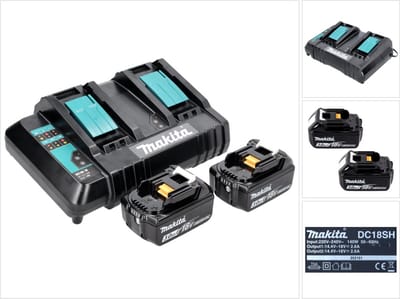 Makita Power Source Kit 18 V met 2x BL 1830 B 3.0 Ah accu ( 197599-5 ) + DC 18 SH dubbele lader ( 199687-4 )