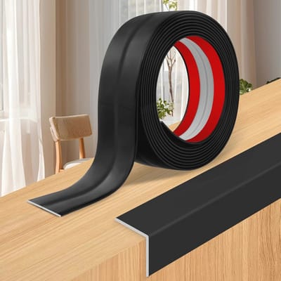 Zelfklevende hoekprofielen voor PVC en kunststof randen - Flexibele strips voor plafond en hoeken (Glanzend Zwart, 4cm × 6m)