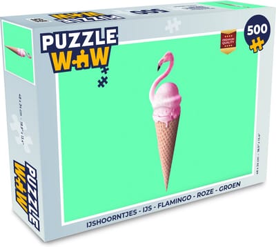 Puzzel IJshoorntjes - IJs - Flamingo - Roze - Groen - Legpuzzel - Puzzel 500 stukjes