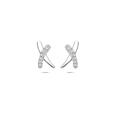 Zilveren gerhodineerde oorknoppen zirkonia 10 mm - 1341921