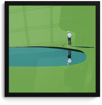 Poster in lijst - Fotolijst 40x40 cm - Posters - Persoon - Golf - Water - Blauw - Posterlijst zwart - Decoratie - Wanddecoratie woonkamer - Muurdecoratie slaapkamer - Kerstversiering - Kerstdecoratie voor binnen - Kerstmis
