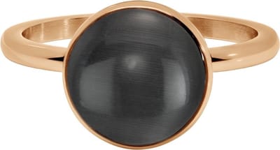 Quiges Stapelring Dames - Vulring - RVS Roségoudkleurig met Grijze Cateye - Maat 20 - Hoogte 2mm