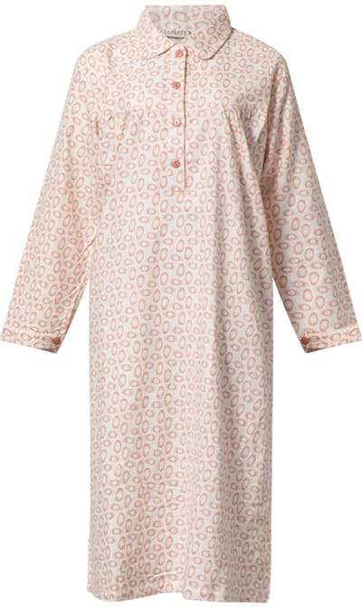 Lunatex - klassiek dames nachthemd 643997 met doorknoop - flanel - pink egg - maat S