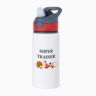 Hacebo® - Super trainer waterfles met rietje rood - Sport - coach - balsport - Trainer - geschenk - verjaardag - love gift - water fles - 650ML