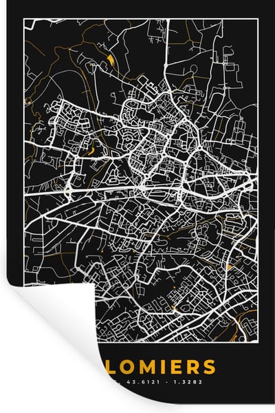 Muurstickers - Sticker Folie - Plattegrond - Kaart - Colomiers - Frankrijk - Stadskaart - 20x30 cm - Plakfolie - Muurstickers Kinderkamer - Zelfklevend Behang - Zelfklevend behangpapier - Stickerfolie